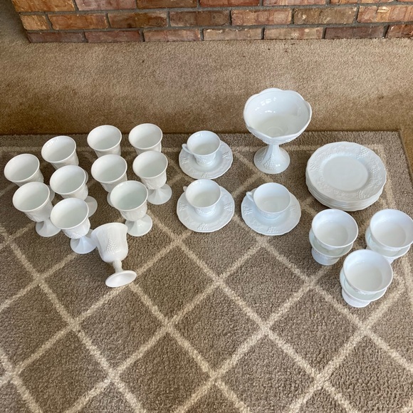 Milk Glass Other - Sophisticated White Vintage Milk Glass Dinnerware Set